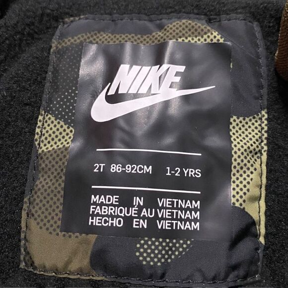 Nike Youth NSW Puffer Jacket Army Camouflage/Orange 76G459-A38 size 2T New - Picture 4 of 11